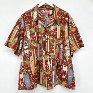 Vintage Y2K  RJC Hawaiian Shirt Mens 3X Beachy Coastal Resort Surf Boards Cotton